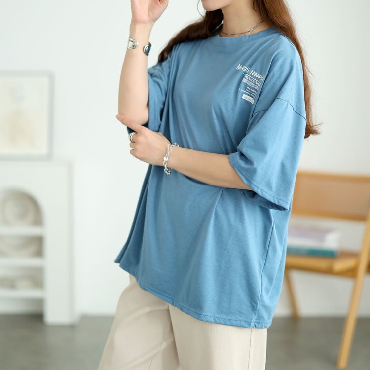 大きいサイズ レディース バックロゴオーバーサイズTシャツ