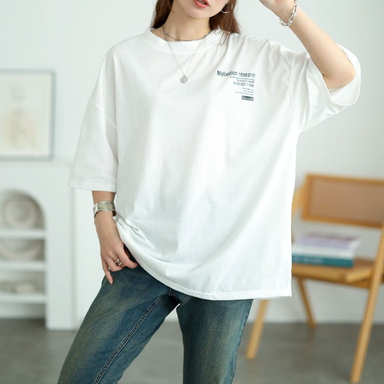 大きいサイズ レディース バックロゴオーバーサイズTシャツ
