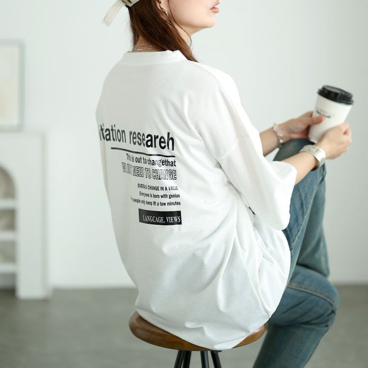 大きいサイズ レディース バックロゴオーバーサイズTシャツ