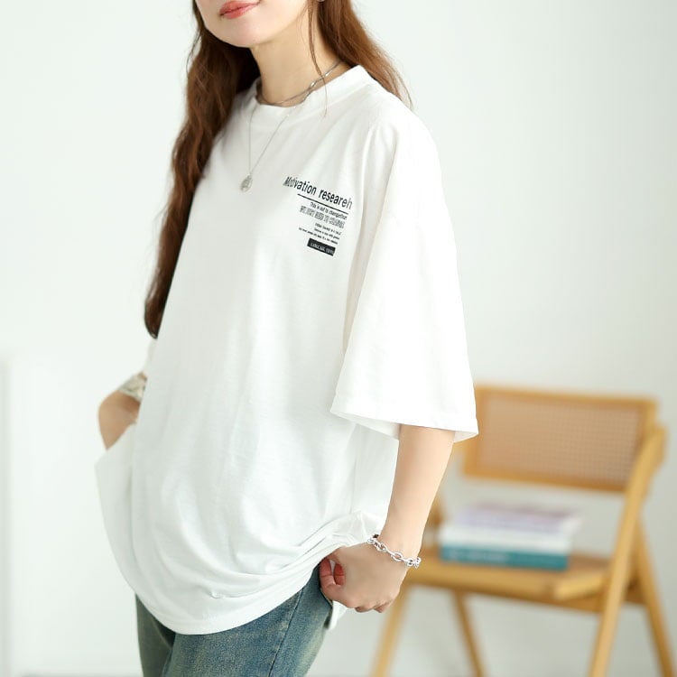 大きいサイズ レディース バックロゴオーバーサイズTシャツ