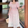 大きいサイズ レディース ボタニカル刺繍ワンピース ピンク
