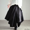 大きいサイズ レディース アシメ異素材レイヤードワイドパンツ ブラック
