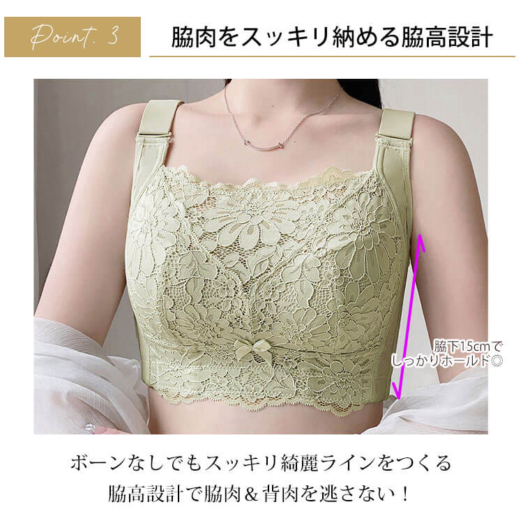 大きいサイズ レディース ノンワイヤー花柄レースブラジャー