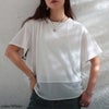 大きいサイズ レディース 異素材＆アシメ切り替えプルオーバー ホワイト
