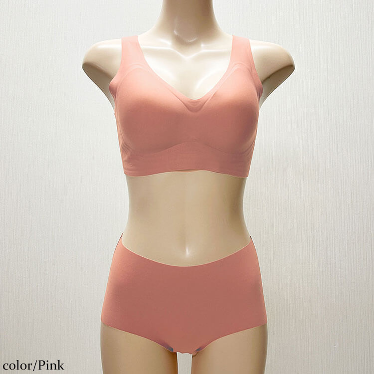 大きいサイズ レディース シームレスブラジャー＆ショーツ2点セット