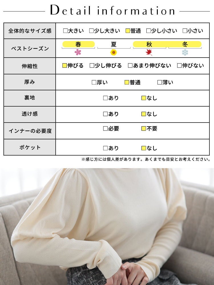 大きいサイズ レディース パフスリーブハイゲージニットトップス