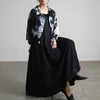 大きいサイズ レディース ニュアンス柄シアーシャツ＆キャミワンピース2点セット ブラック