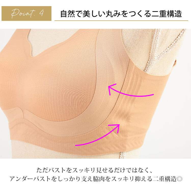 大きいサイズ レディース 脇高シームレスノンワイヤーブラジャー
