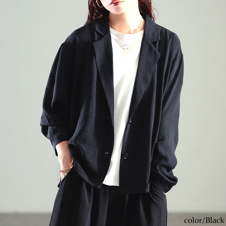 大きいサイズ レディース 冷感シワ加工ジャケット