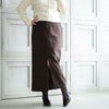 大きいサイズ レディース スリットロングタイトスカート ブラウン
