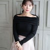 大きいサイズ レディース ドレープオフショルダーニットトップス ブラック