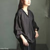 大きいサイズ レディース タックスリーブスキッパーシャツチュニック グレー