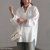 大きいサイズ レディース タックスリーブスキッパーシャツチュニック オフホワイト