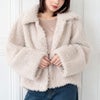 大きいサイズ レディース ショートボアジャケット ベージュ