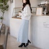 大きいサイズ レディース シャギーIラインニットスカート ブルー
