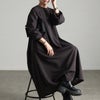 大きいサイズ レディース タックフレアワンピース チャコール