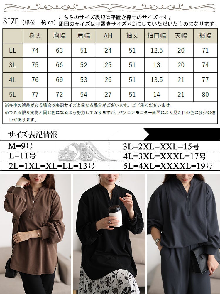 大きいサイズ レディース タック入りスキッパープルオーバー