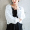 大きいサイズ レディース フェザーニットカーディガン ブルー