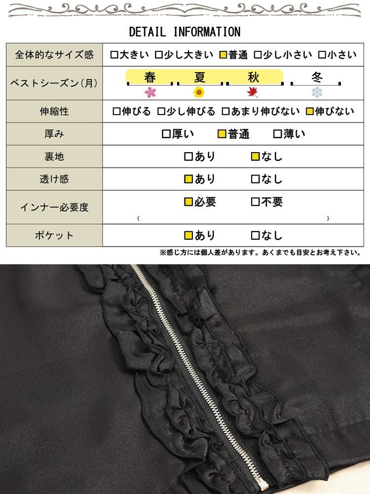 大きいサイズ レディース フリルジップシアーショート丈ブルゾン