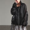 大きいサイズ レディース シアーフリルジップブルゾン ブラック