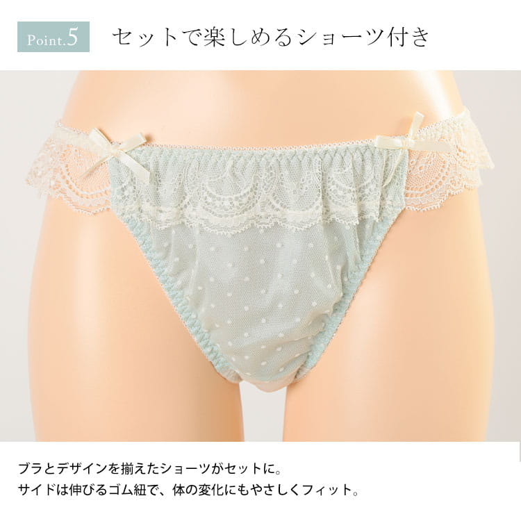 大きいサイズ レディース Wパッドノンワイヤーレースブラ＆ショーツ2点セット