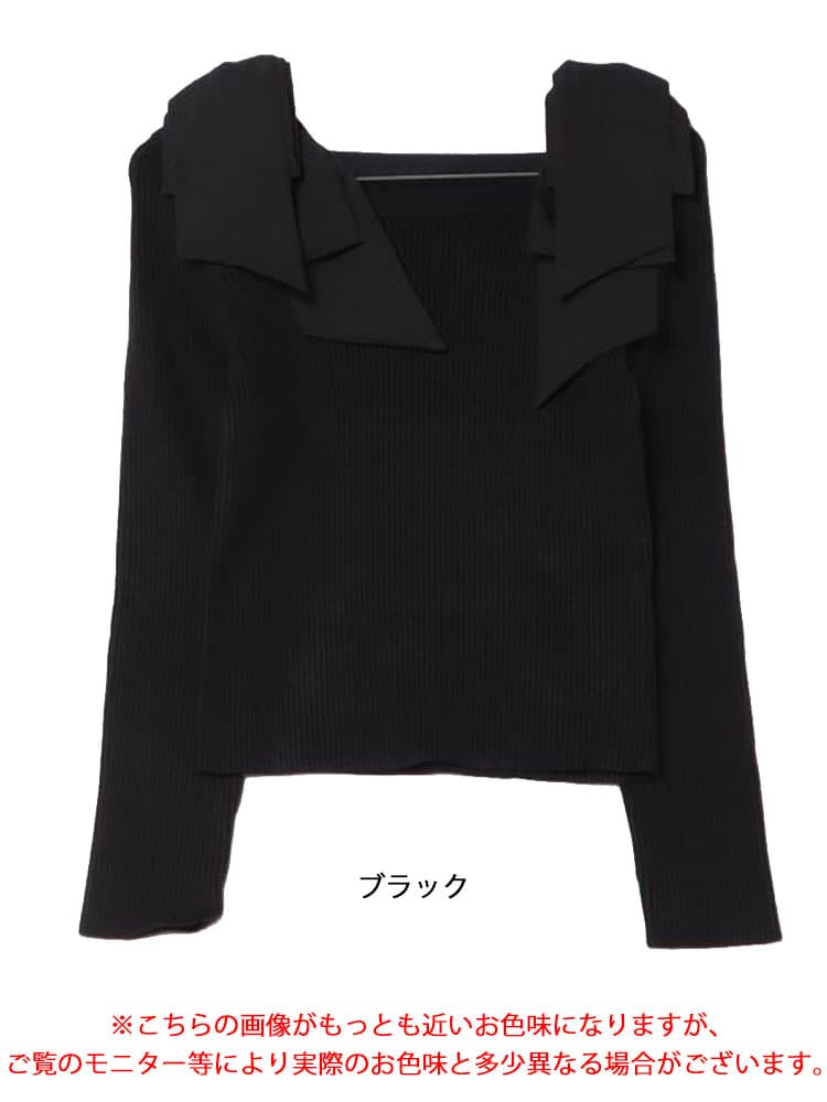 大きいサイズ レディース リボンショルダーニットプルオーバー