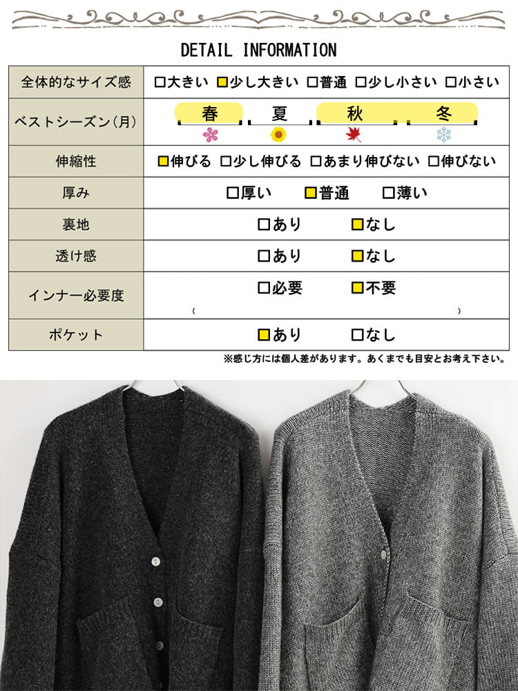 大きいサイズ レディース ダブルポケットVネックカーディガン