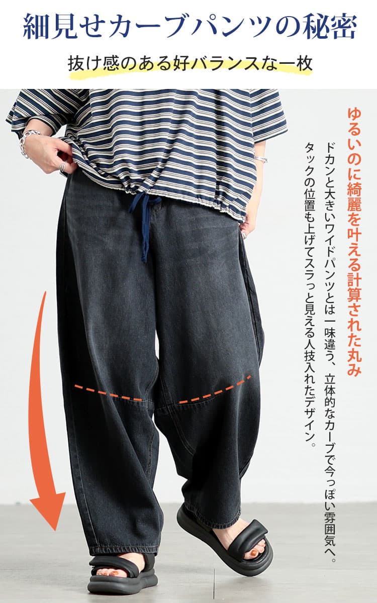 大きいサイズ レディース カーブデニムパンツ