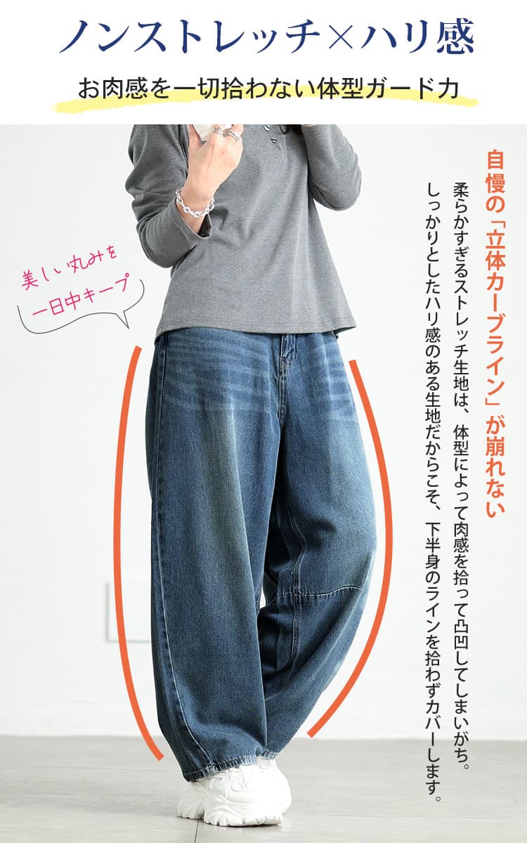 大きいサイズ レディース カーブデニムパンツ