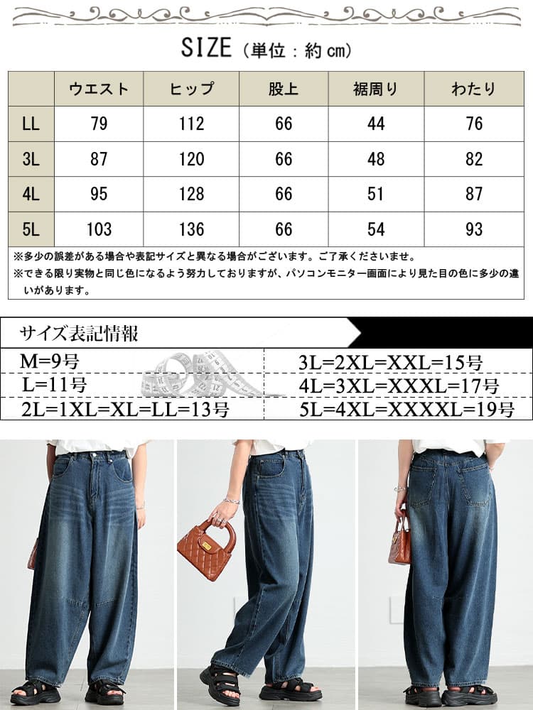 大きいサイズ レディース カーブデニムパンツ