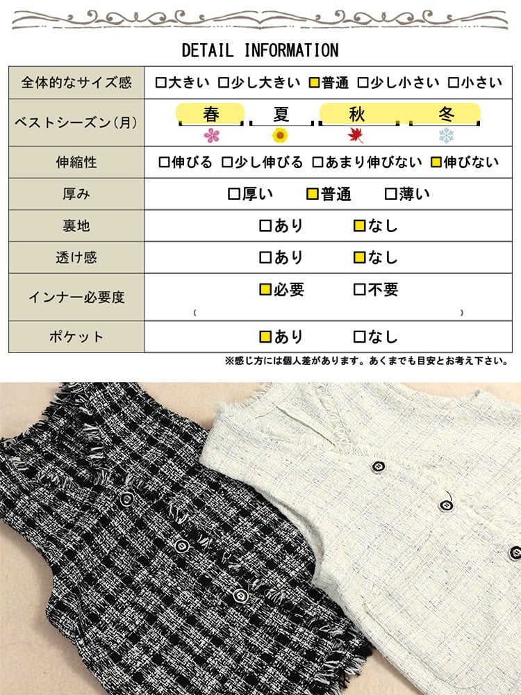 大きいサイズ レディース ラメツイード風チェック柄フリンジジレ
