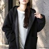 大きいサイズ レディース バイカラーフーディーコート ブラック