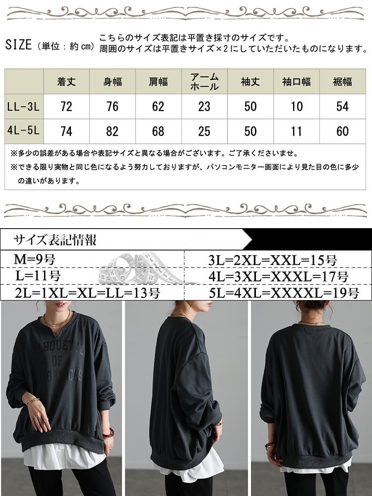 大きいサイズ レディース カレッジロゴキーネックスウェットプルオーバー