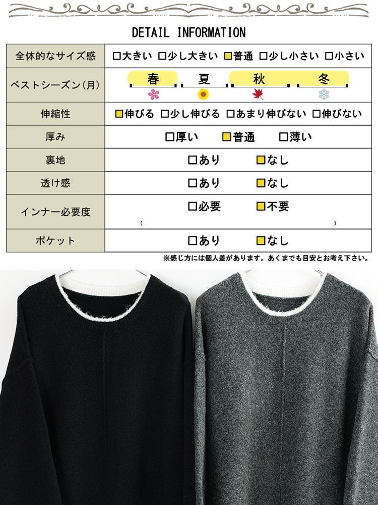 大きいサイズ レディース 配色レイヤード風ニットワンピース