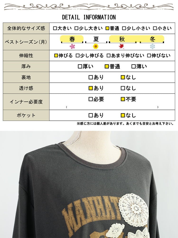 大きいサイズ レディース レース切替ロゴプルオーバー