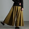 大きいサイズ レディース 美ドレープフレア切替えワイドパンツ カーキ